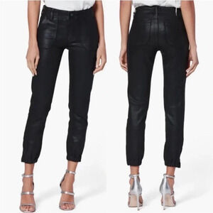 PAIGE Mayslie Coated Jogger Pants in Black Fog Luxe Coating